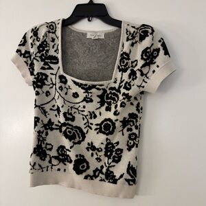 Treasure & Bond, XS, Floral Knit Short Sleeve Sweater
